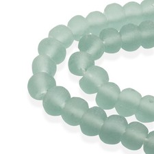 Light Green Recycled Glass Beads Sea Glass Round Rustic 8mm 50Pcs Eco Friendly