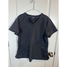 Scrubstar Womens Scrub Top Mock Wrap V-Neck Gray XL