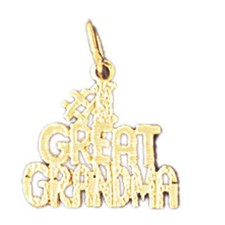 Number One Great Grandma Charm Pendant 14k Gold
