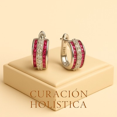 Handmade Ruby Rose & Quartz Sterling Silver Earrings   Mediterranean Elegance