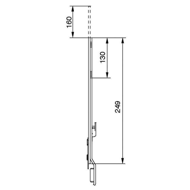 Rallonge de 250mm pour crémone FERCO pour réparer une porte trop haute