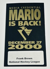 12/27/2000 MARIO LEMIEUX IS BACK Media Credential/PASS Pittsburgh PENGUINS GREAT