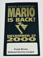 12/27/2000 MARIO LEMIEUX IS BACK Media Credential/PASS Pittsburgh PENGUINS GREAT