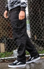 Rothco BDU Tactical Cargo Adjustable Waist Pants in Black Size L