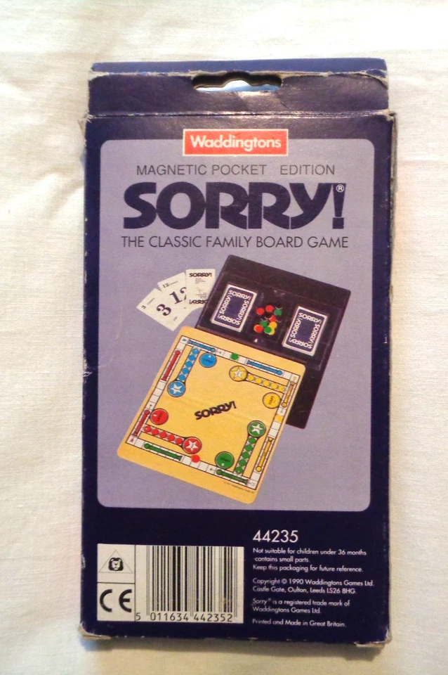 Waddingtons Sorry! Magnetic Pocket Edition Board Game. 1990s Complete VGC - Image 2 of 3