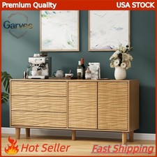Mid-Century Modern 61" Sideboard Cabinet 3 Drawers Adjustable Shelf