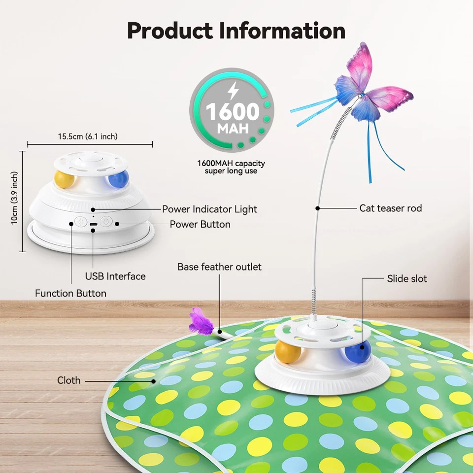 Кошка интеллектуальная интерактивная игрушка, вращающаяся кошка лазерная игрушка, скрыть искать движущуюся палочку - Изображение 2 из 4
