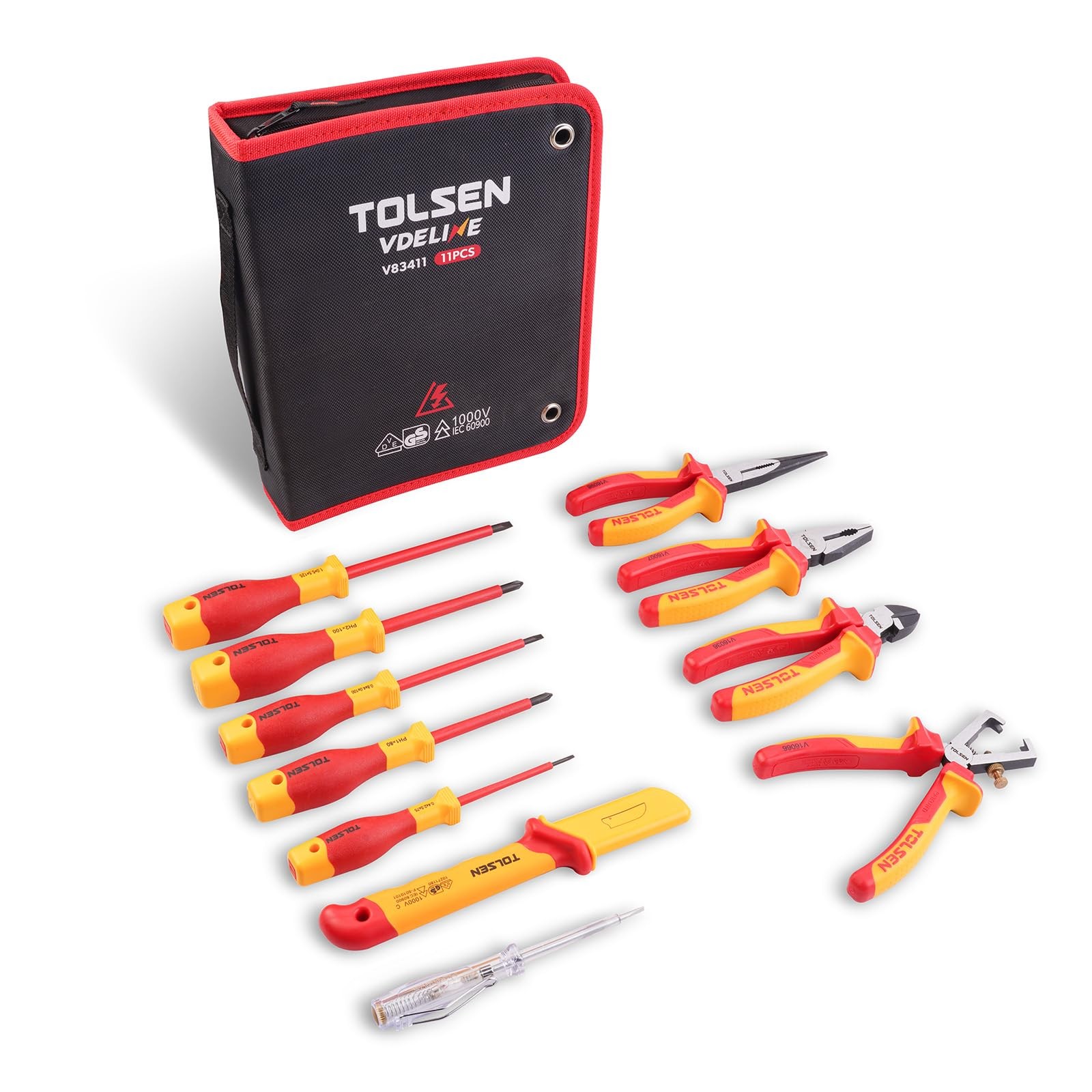 Tolsen 11-Piece VDE Insulated Set 1000V Insulated Electrician Tool Set with I...