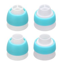 4 Pcs Piping Tip Coupler Plastic 3 and 1 Color Couplers for Russian, Light Blue