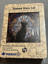 "Stained Glass Cat" 170Pc Premium Wooden Jigsaw Puzzle by Puzzles Up Free Shipp