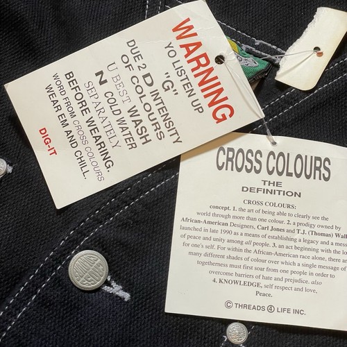 Vintage 90s Cross Colours Denim Vest & Shorts Set Size 40 Black Hip Hop Rap 2Pac - Picture 9 of 20