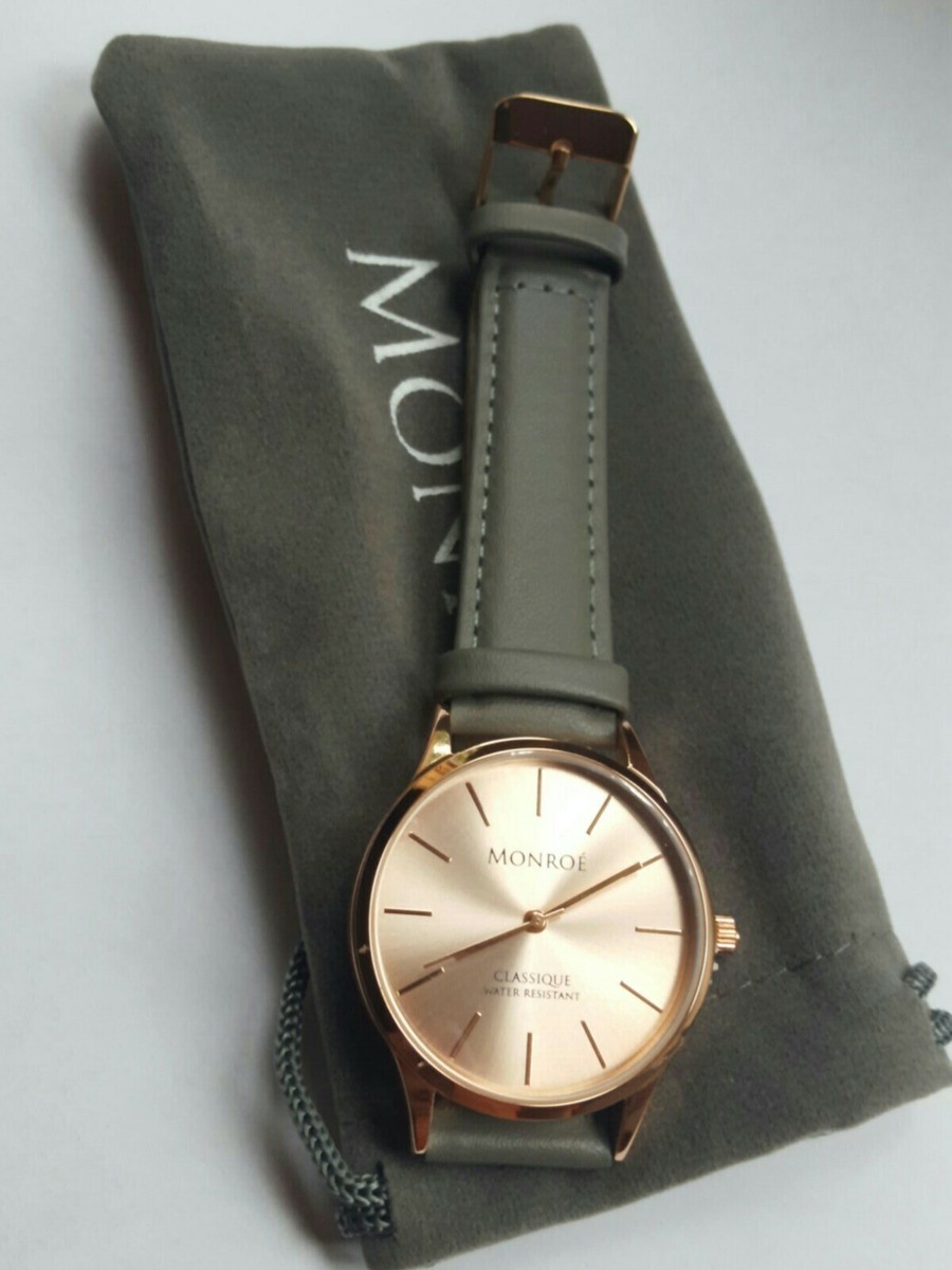 Monroe Classique Sunburst‎ Solerose Rose Gold Watch Grey  display picture 3