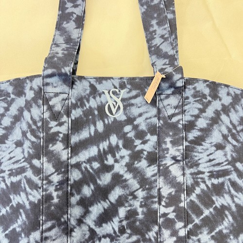 Victoria's Secret Tie Dye Blue Large Weekender Zipper Tote Shoulder Bag NWT - Afbeelding 5 van 8