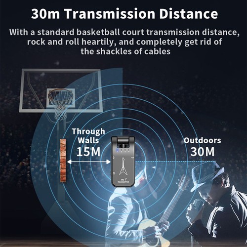 2.4GHz Wireless Guitar System Audio Transmitter Receiver 4 Channels Rechargeable - Picture 10 of 12