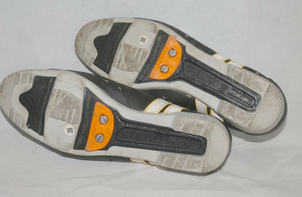 Chaussures Cyclisme Vintage PATRICK – Made In France – Cuir Noir – Taille 39 – Pédales Plates