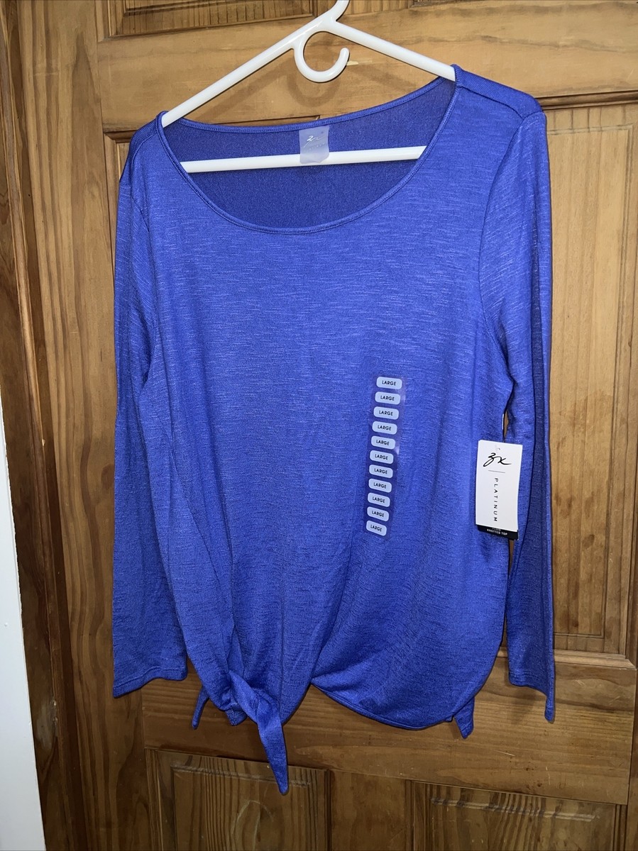 トップス Done PAULS KNOT SWEAT T Shirt Sweater Nw Sz L Platinum Flow Knotted Tie Top Woman's Blue