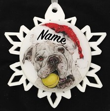 Santa English Bulldog Dog Breed Personalized Christmas Ornament