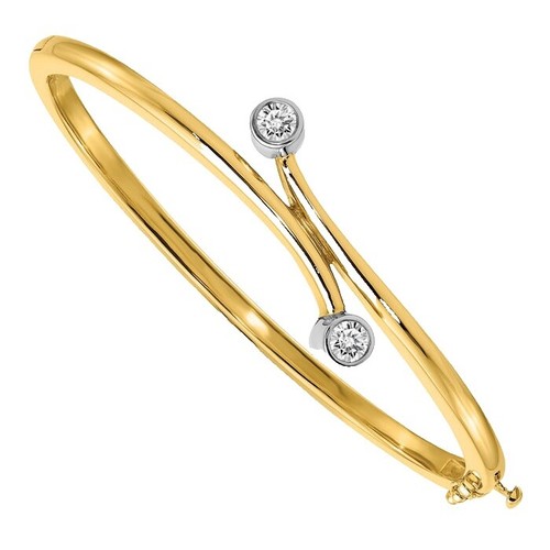 Pierre Jacquard Women Gemstone Gold Tone Bangle Oval Quartz 