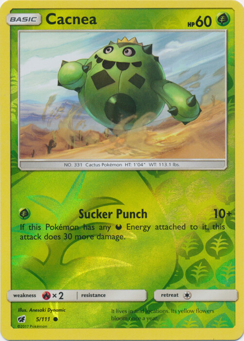 LP Pokemon Cacnea - 5/111 - Common - Reverse Holo Lightly Played Crimson Invasio