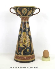 Deruta Santucci Hand Painted Terracotta Vase Signed Numbered Vintage Italy VA2