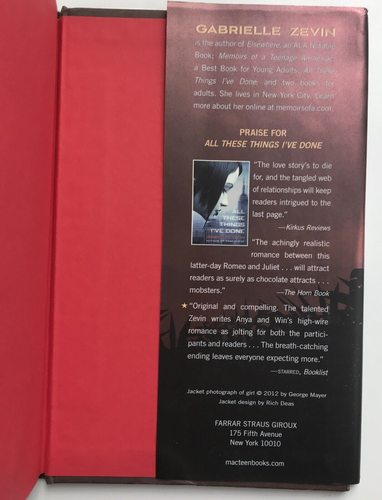 RARE Signed 1st Ed Because It Is My Blood by Gabrielle Zevin 2012 HC DJ - Foto 8 di 10