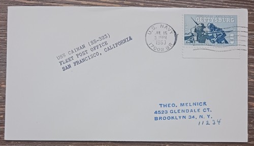 1963 - USS CAIMAN (SS-323) U.S NAVY 17002 BR - NAVAL COVER