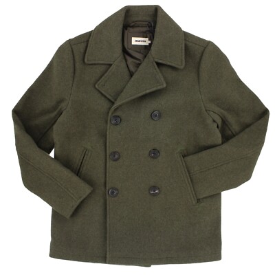 Taylor Stitch Men's Mariner Coat Army Green Wool Peacoat Interior