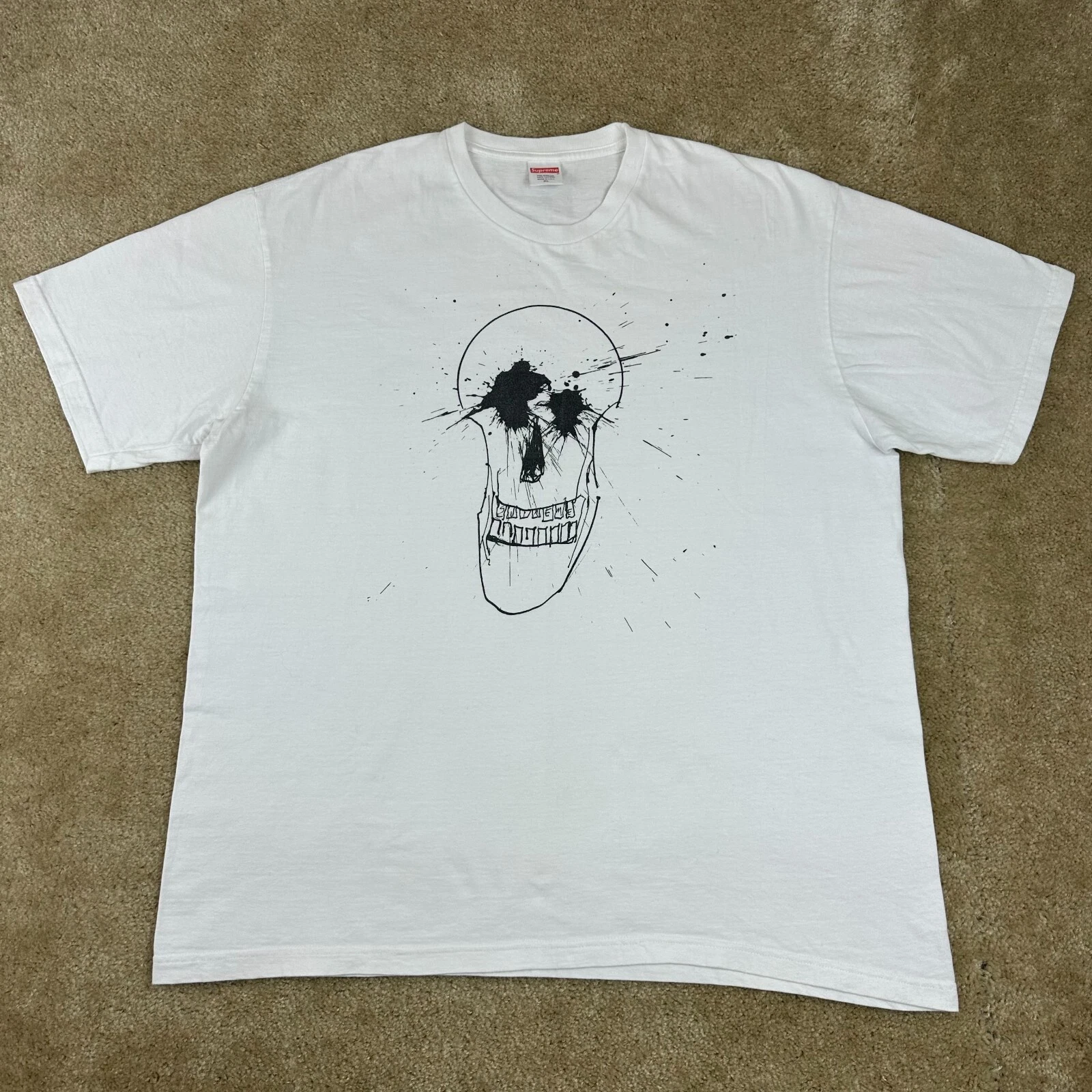 Chemise Supreme Homme XL Blanc Ralph Steadman Art Crâne Éclaboussures Rare Baggy Hype