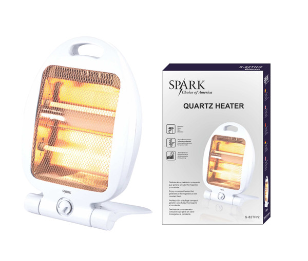 SPARK - Calefactor eléctrico 2 Tubos de cuarzo 800W POTENTE CALOR, SEGURO