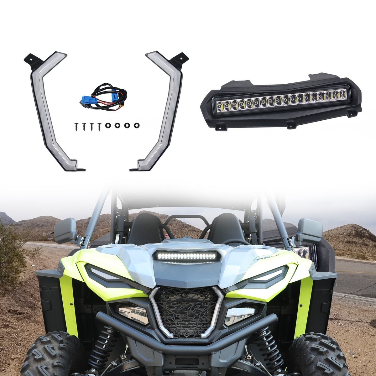 LED Hood Scoop Light+Fang Lights Compatible with Yamaha Wolverine