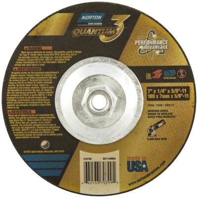 10ea Norton 7'' X 1/4'' X 5/8'' - 11 Quantum 3 Grinding Wheels 66253370799 Bx of 10