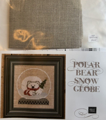 Bent Creek Polar Bear Globe Cross Stitch Kit Linen Thread Charms