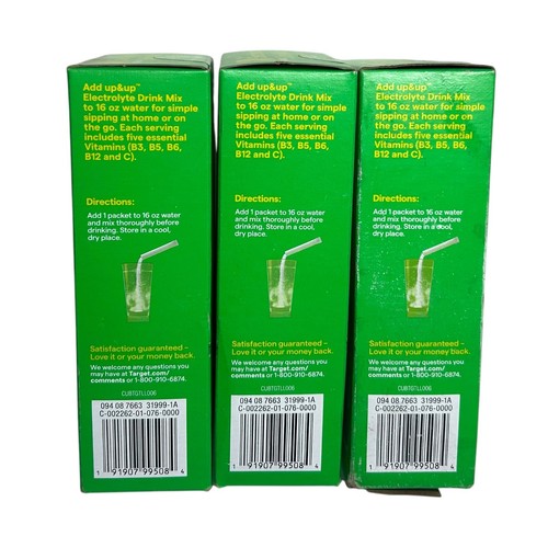 3 boxes/24 packs total Up&Up Electrolyte Drink Mix Lemon Lime BB 08/2026 - Picture 2 of 2