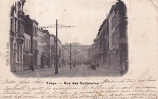 Carte postale ancienne postcard BELGIQUE LIEGE rue des Guillemins timbrée 1904
