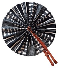 Koumadi African Kente Print Folding Handheld Hand Fan Hand-Crafted