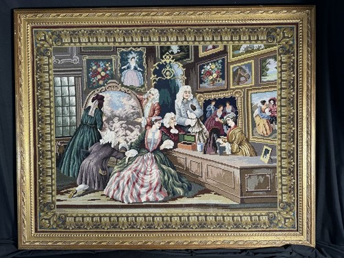 French Needlepoint Tapestry Recreation Of Claude Money Painting 31 x 37 1/2