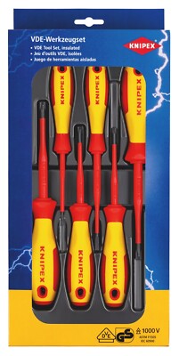Knipex 00 20 12 V05 6-teiliges VDE Plus/Minus & Schlitz Slim Schraubendreher Set