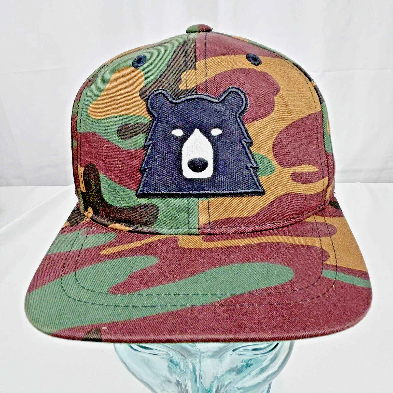 Youth Camo Cap Bear Green Brown Snapback The Classics YP Yupoong 17.5-20