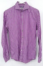 Robert Graham Purple Check Button Up Tailored Fit Size 38 15