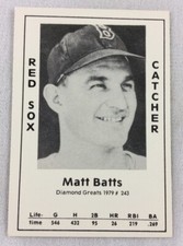 MLB 1979 Diamond Greats Baseball Card #243-Matt Batts, Red Sox