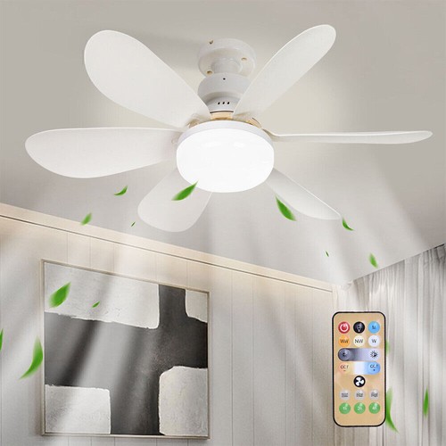 LED Modern Ceiling Fan with Light Dimmable E27 Bedroom Living Room Fan Lamp 30W - Picture 4 of 11