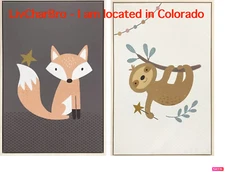 2 Piece Framed Canvas Wall Art Sloth & Fox 20" x 30" Kids Room Nursery