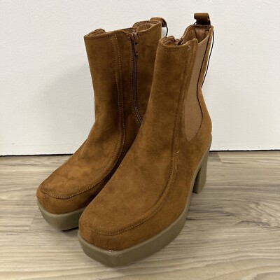 Lane Bryant Dream Cloud Faux-Suede Platform Bootie Goring Side Zip Size 8W NWOB