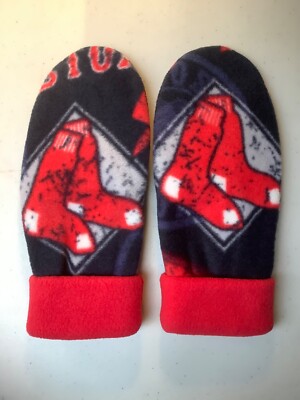 BOSTON RED SOX HANDCRAFTED womens MITTENS MLB  fleece winter gloves double layer