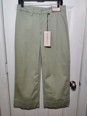 BCBGeneration High Rise Wide Leg Crop Light Green Button Fly Pants 11/30 NWT