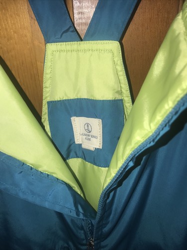 Lands’ End Waterproof Overall Snow Pants Kid’s Size 14 teal blue & Green Ski Bib - Picture 5 of 8