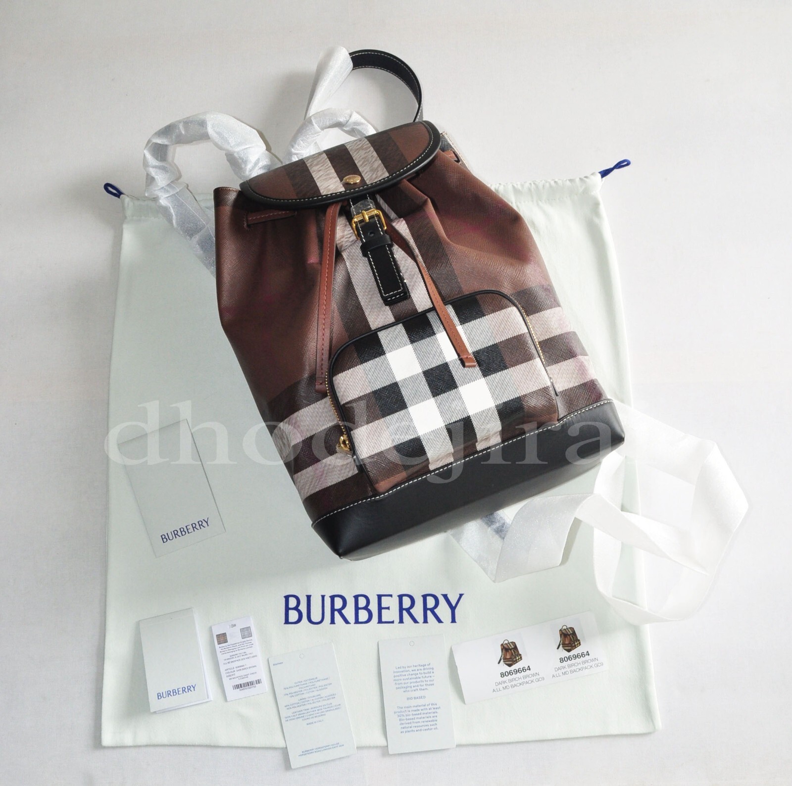 Authentic Burberry Dark Birch Brown Check Backpack Rucksack image 3