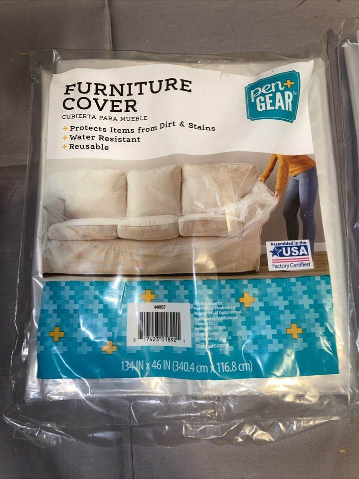 Lot of 2 Pen+Gear Reusable Clear Plastic Furniture Cover Water