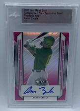 2021 Leaf Metal Draft Aaron Zavala Rangers Prismatic Pink PreProduction Auto 1/1