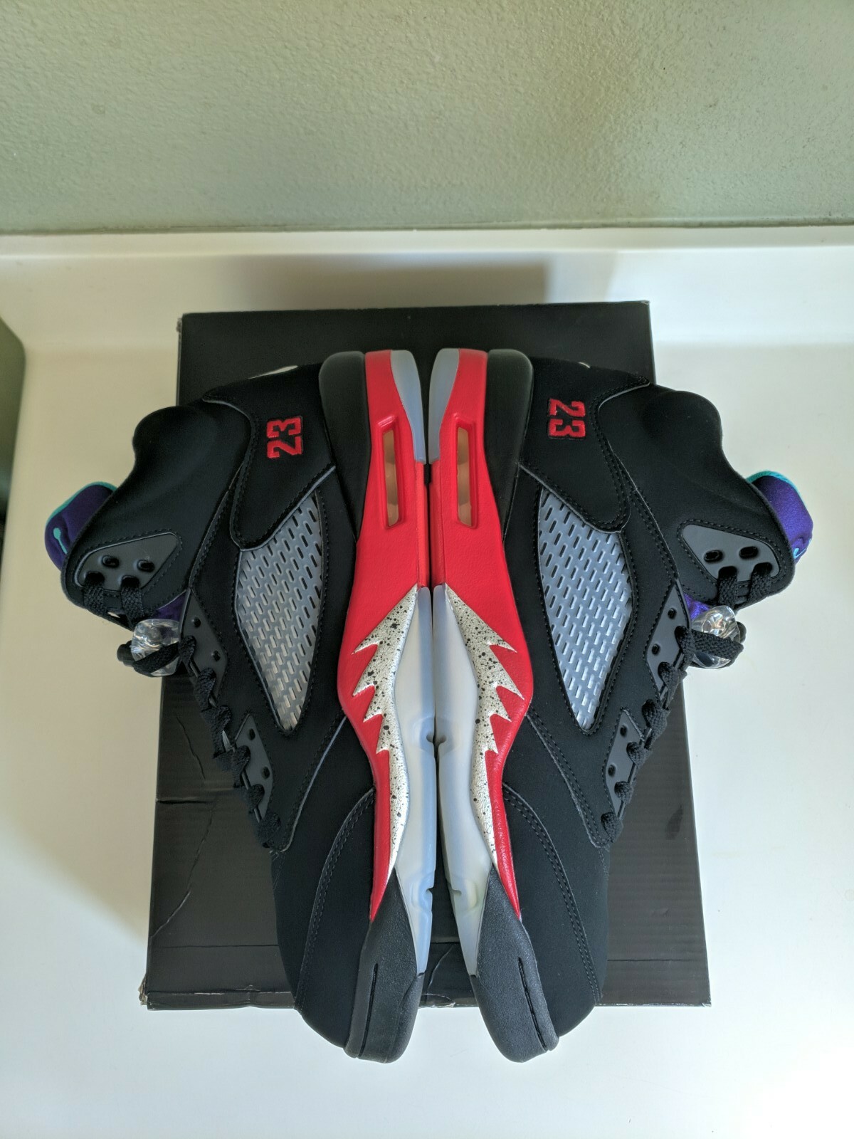 [SIZE 12] nike air jordan 5 top 3 fire red grape metallic 5s N0T off ...